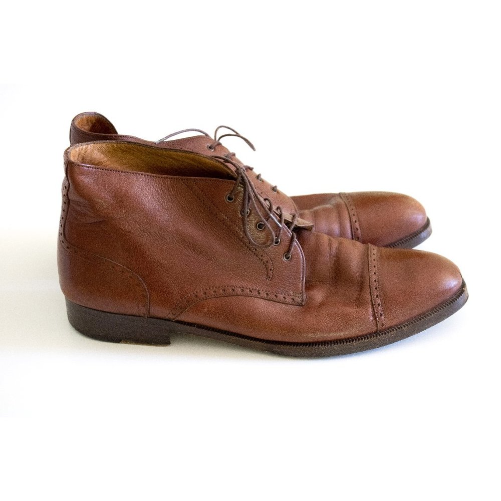 Vintage Salvatore Ferrragamo Desert Chukka Boots Brown Leather 9.5